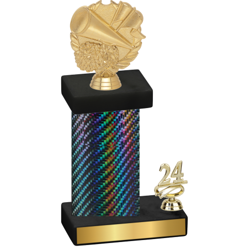 Accented Single Black Carbon Fiber Year Cheerleading Trophy