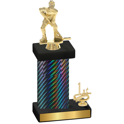 Accented Single Black Carbon Fiber First Place Hockey Trophy