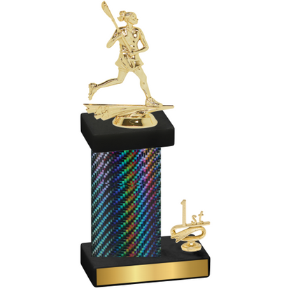 Accented Single Black Carbon Fiber First Place Lacrosse Trophy