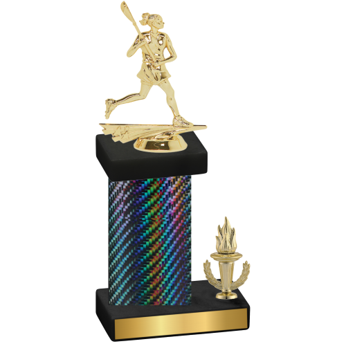 Accented Single Black Carbon Fiber Victory Lacrosse Trophy