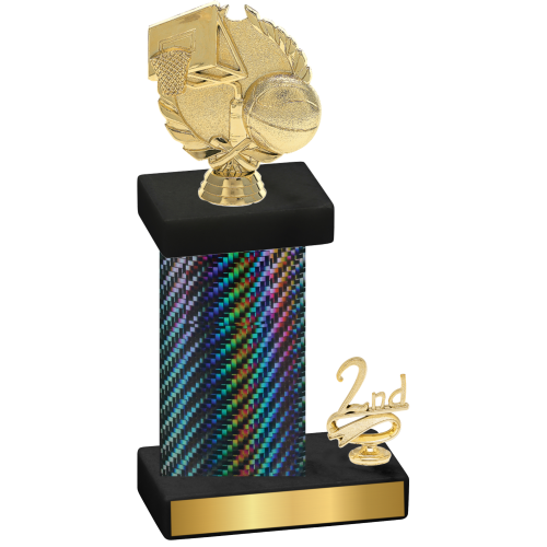 Accented Single Black Carbon Fiber Second Place Basketball Trophy