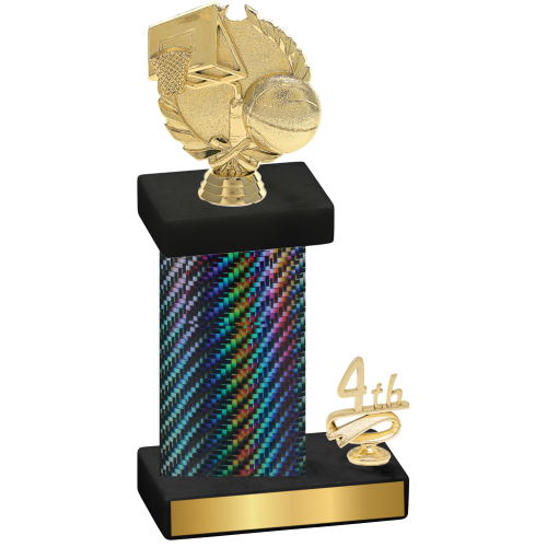Accented Single Black Carbon Fiber Fourth Place Basketball Trophy