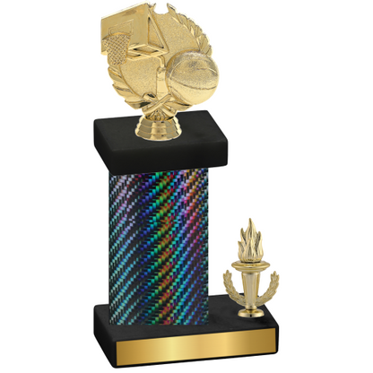 Accented Single Black Carbon Fiber Victory Basketball Trophy