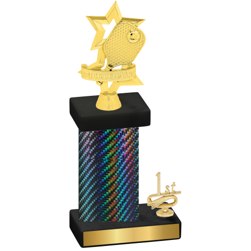 Accented Single Black Carbon Fiber First Place Pickleball Trophy