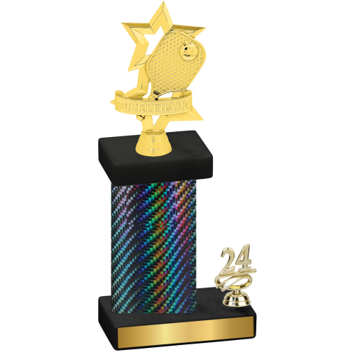 Accented Single Black Carbon Fiber Year Pickleball Trophy