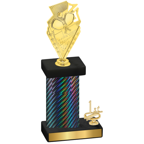 Accented Single Black Carbon Fiber First Place Pickleball Trophy