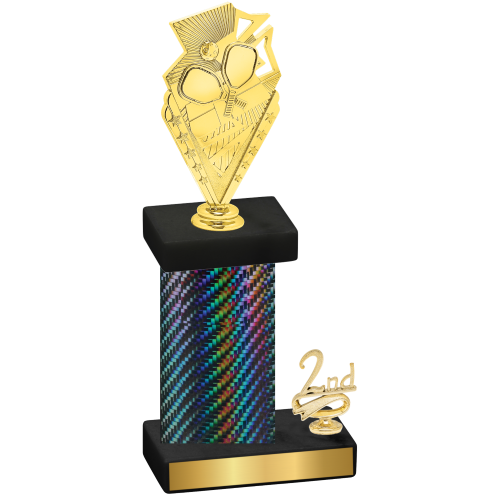 Accented Single Black Carbon Fiber Second Place Pickleball Trophy