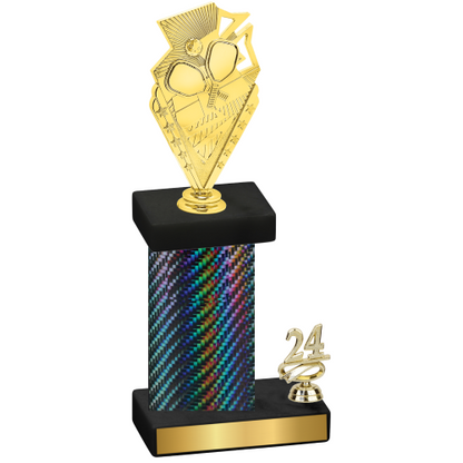 Accented Single Black Carbon Fiber Year Pickleball Trophy