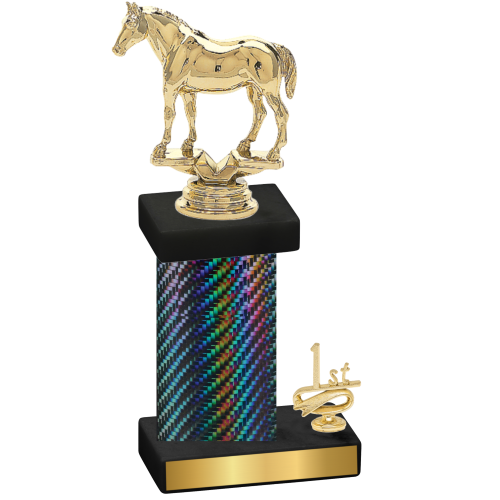 Accented Single Black Carbon Fiber First Place Horses Trophy