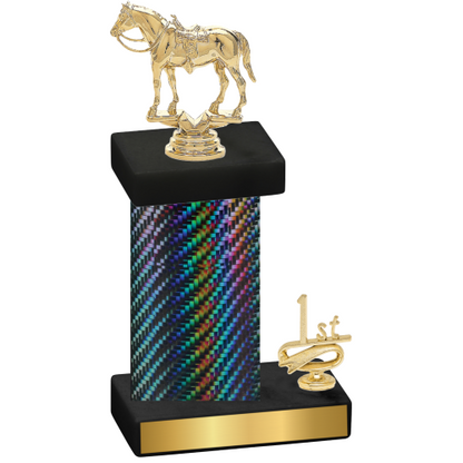 Accented Single Black Carbon Fiber First Place Horses Trophy