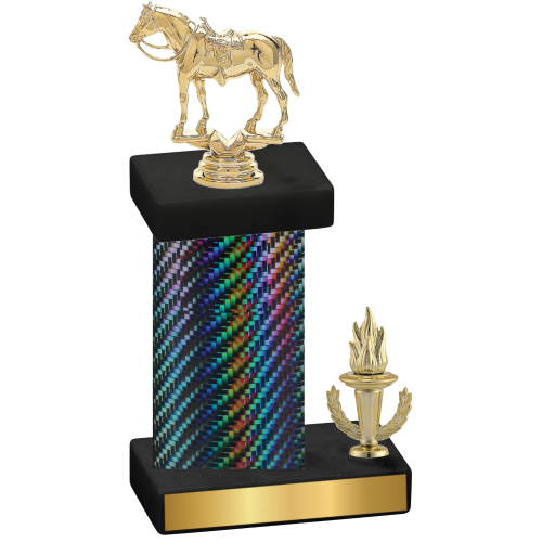 Accented Single Black Carbon Fiber Victory Horses Trophy