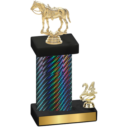 Accented Single Black Carbon Fiber Year Horses Trophy