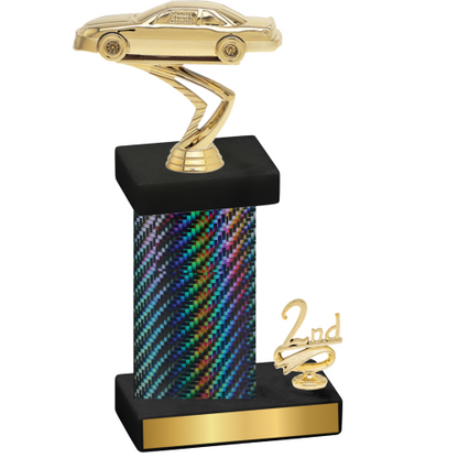 Accented Single Black Carbon Fiber Second Place Cars Trophy