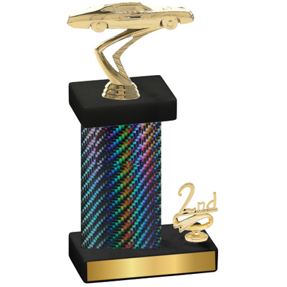 Accented Single Black Carbon Fiber Second Place Cars Trophy