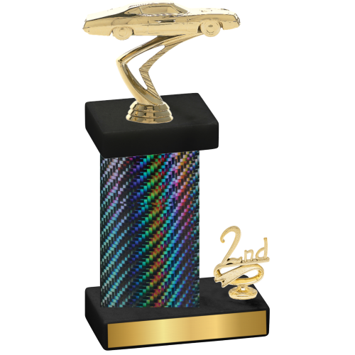 Accented Single Black Carbon Fiber Second Place Cars Trophy