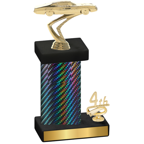Accented Single Black Carbon Fiber Fourth Place Cars Trophy