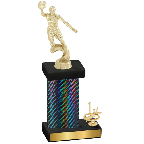 Accented Single Black Carbon Fiber First Place Basketball Trophy