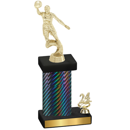 Accented Single Black Carbon Fiber Year Basketball Trophy