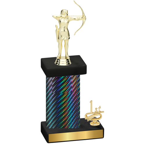 Accented Single Black Carbon Fiber First Place Archery Trophy