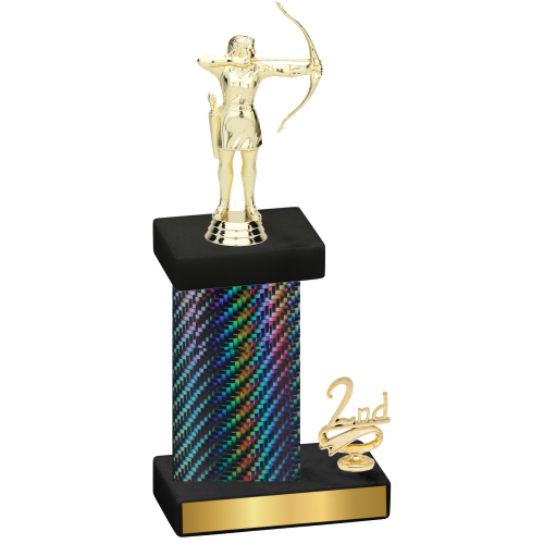 Accented Single Black Carbon Fiber Second Place Archery Trophy