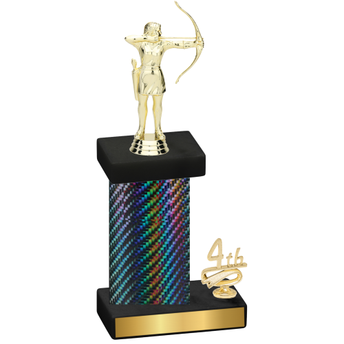 Accented Single Black Carbon Fiber Fourth Place Archery Trophy