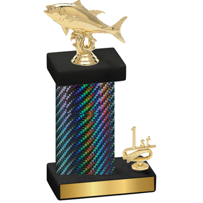 Accented Single Black Carbon Fiber First Place Fishing Trophy