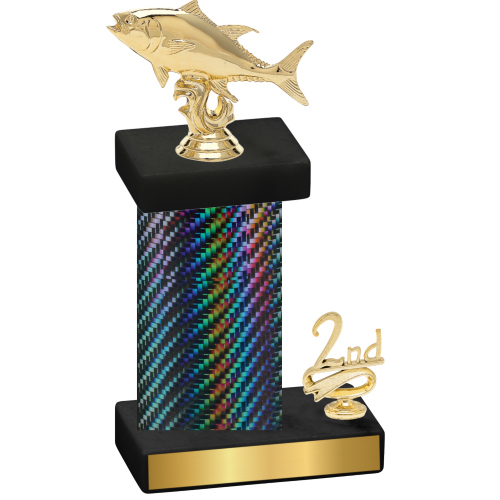 Accented Single Black Carbon Fiber Second Place Fishing Trophy