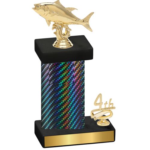 Accented Single Black Carbon Fiber Fourth Place Fishing Trophy