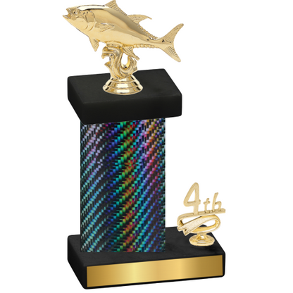 Accented Single Black Carbon Fiber Fourth Place Fishing Trophy