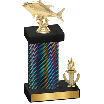 Accented Single Black Carbon Fiber Victory Fishing Trophy