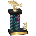 Accented Single Black Carbon Fiber Year Fishing Trophy