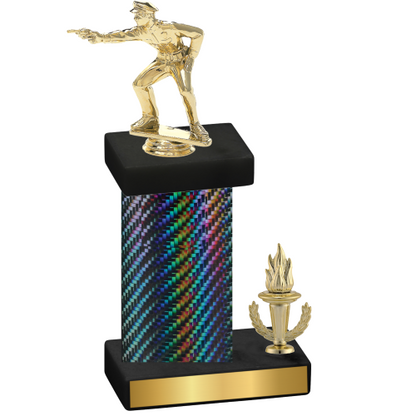 Accented Single Black Carbon Fiber Victory Shooter Trophy