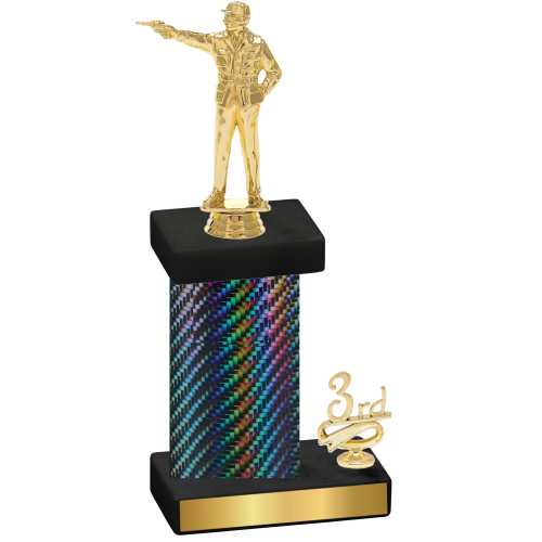 Accented Single Black Carbon Fiber Third Place Shooter Trophy