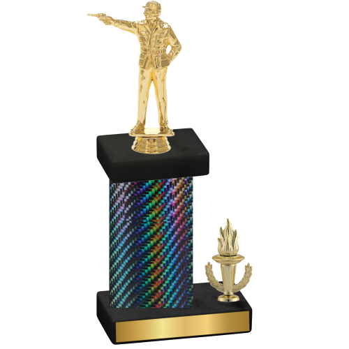 Accented Single Black Carbon Fiber Victory Shooter Trophy