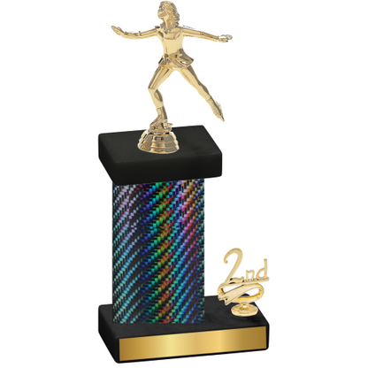 Accented Single Black Carbon Fiber Second Place Skater Trophy