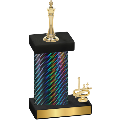 Accented Single Black Carbon Fiber First Place Chess Trophy