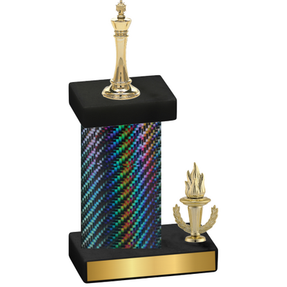 Accented Single Black Carbon Fiber Victory Chess Trophy