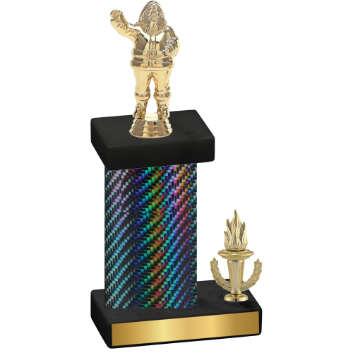 Accented Single Black Carbon Fiber Victory Holiday Trophy