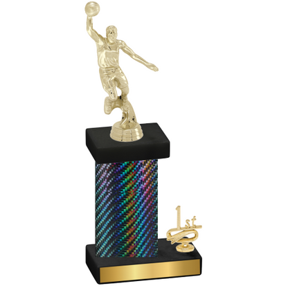 Accented Single Black Carbon Fiber First Place Basketball Trophy