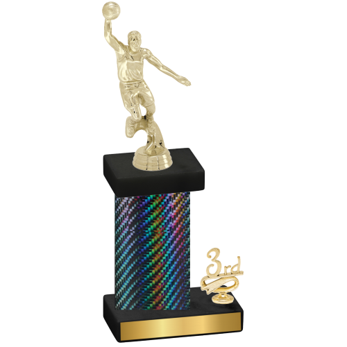 Accented Single Black Carbon Fiber Third Place Basketball Trophy