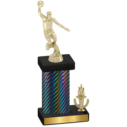 Accented Single Black Carbon Fiber Victory Basketball Trophy