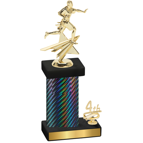 Accented Single Black Carbon Fiber Fourth Place Flag Football Trophy