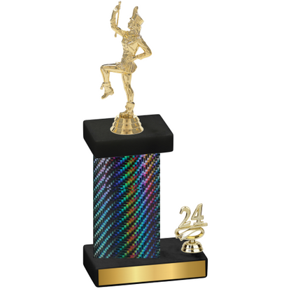 Accented Single Black Carbon Fiber Year Majorette Trophy