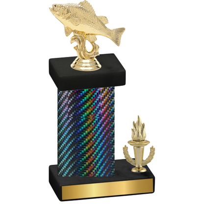 Accented Single Black Carbon Fiber Victory Fishing Trophy