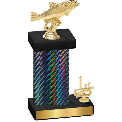 Accented Single Black Carbon Fiber First Place Fishing Trophy