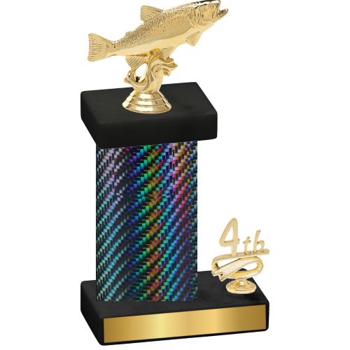 Accented Single Black Carbon Fiber Fourth Place Fishing Trophy