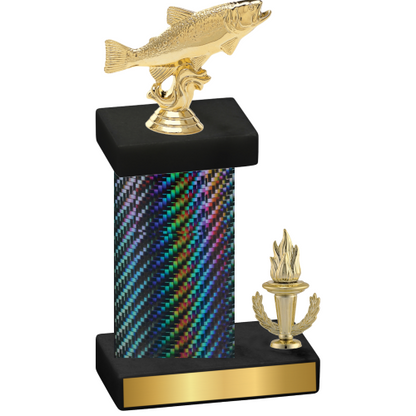 Accented Single Black Carbon Fiber Victory Fishing Trophy