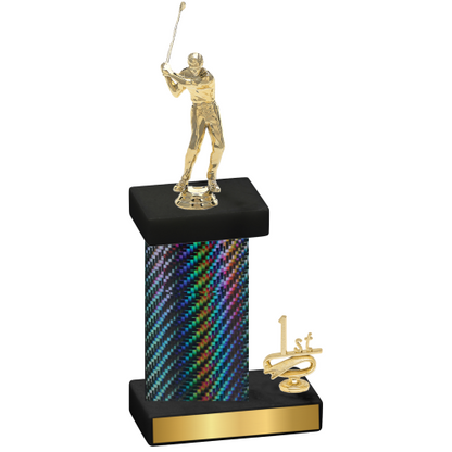 Accented Single Black Carbon Fiber First Place Golf Trophy