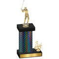 Accented Single Black Carbon Fiber Third Place Golf Trophy