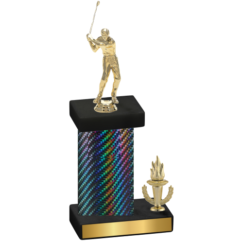 Accented Single Black Carbon Fiber Victory Golf Trophy